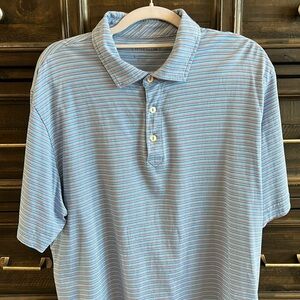 Peter Millar Large Men's Blue Striped Polo Shirt